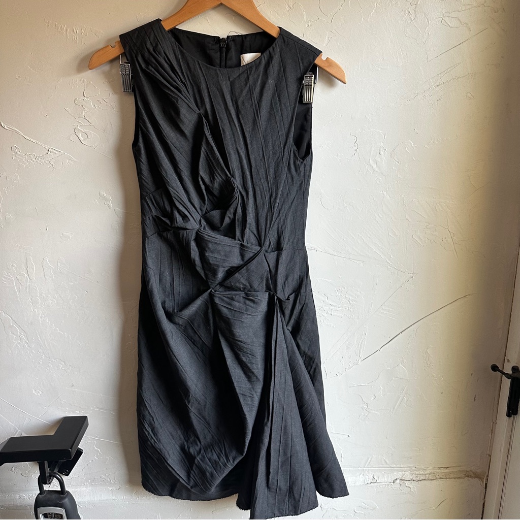 Vintage Nicole Miller Studio Gray Sheath Dress With Gathered Front Nwt Size 0